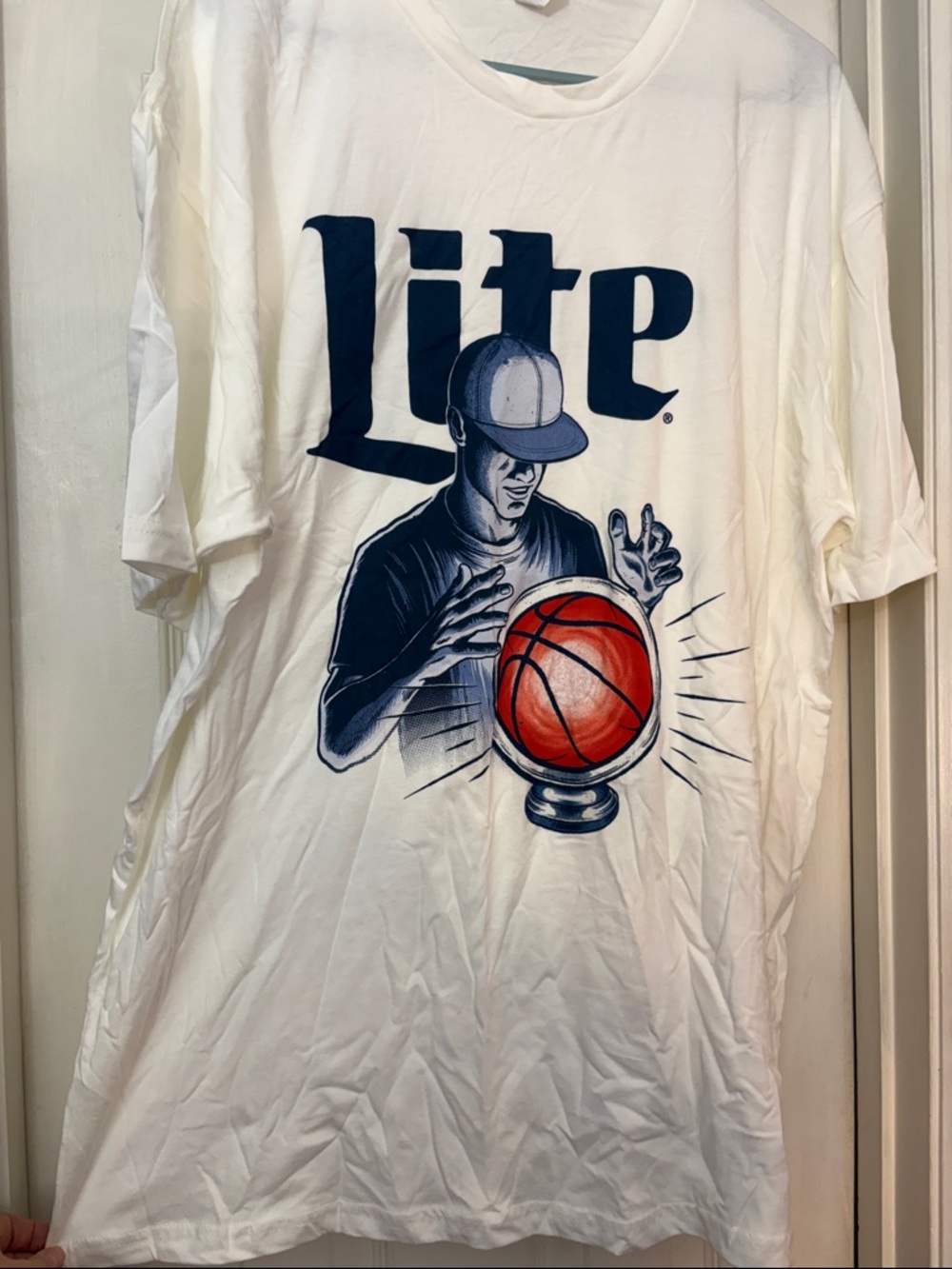 Miller Lite Graphic Tee - White with Navy & Orange